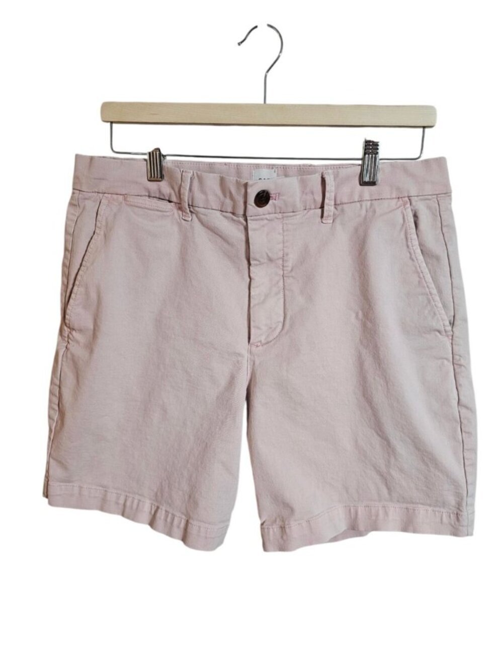 Gap Men's Size 33 Chino Shorts Pink Cotton Blend Solid Flat Front Casual Prep - Picture 2 of 5